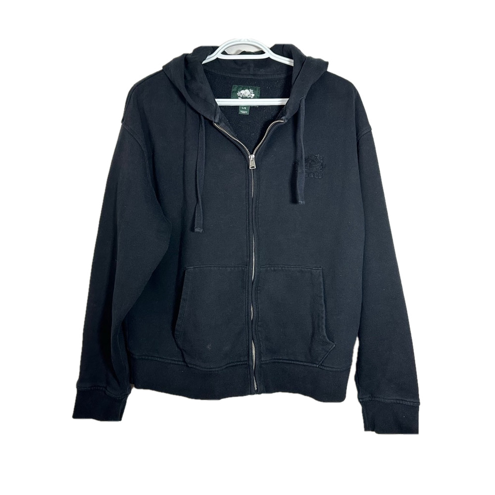 Roots Canada Full Zip Hoodie Black Size Large Cotton Blend Casual Cabincore